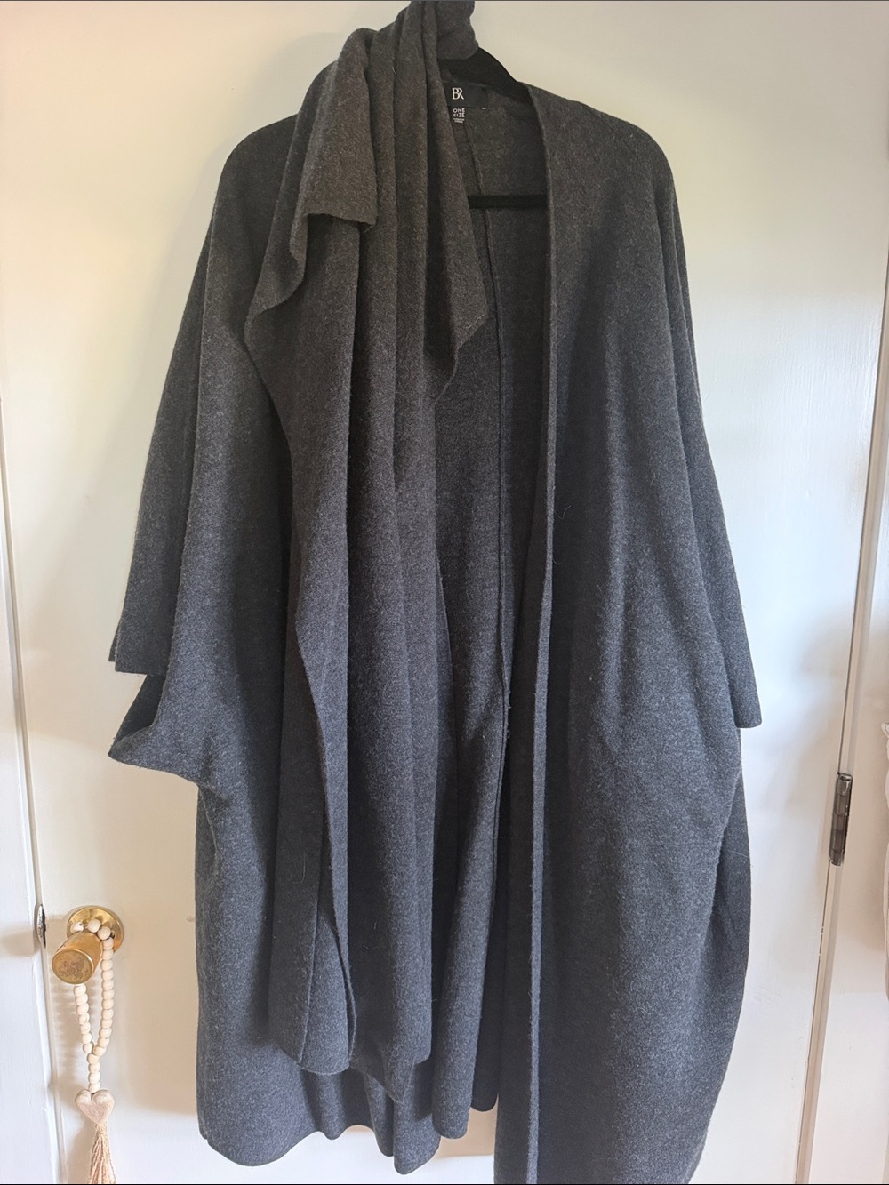 Banana Republic Charcoal Gray Open-Front Draped Cardigan